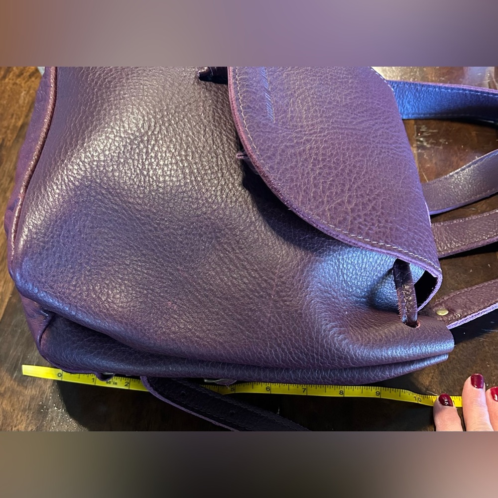 Portland Leather Goods Bucket Drawstring Backpack Plum Pebbled Leather - Picture 13 of 16